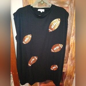 Black Football Sequin Women's Top